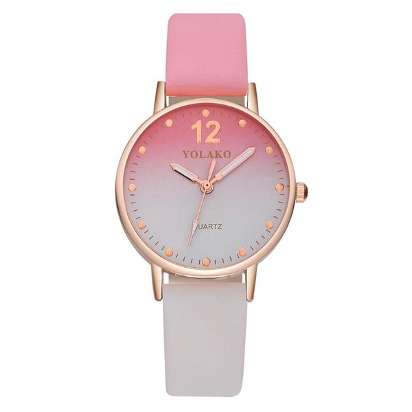 

wristwatches drop double color leather belt women gradient dial watch casual luxury sport quartz wrist watches relogio feminino, Slivery;brown