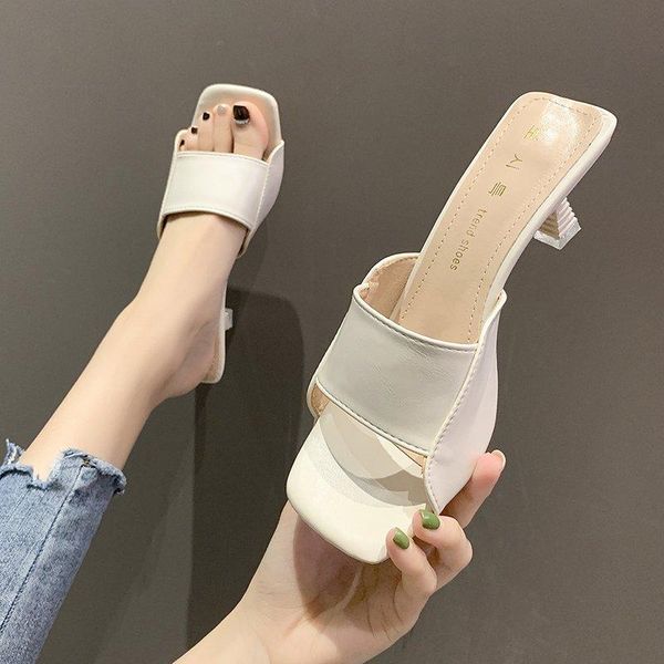 

summer style simple and versatile sandals stiletto ladies slippers, Black