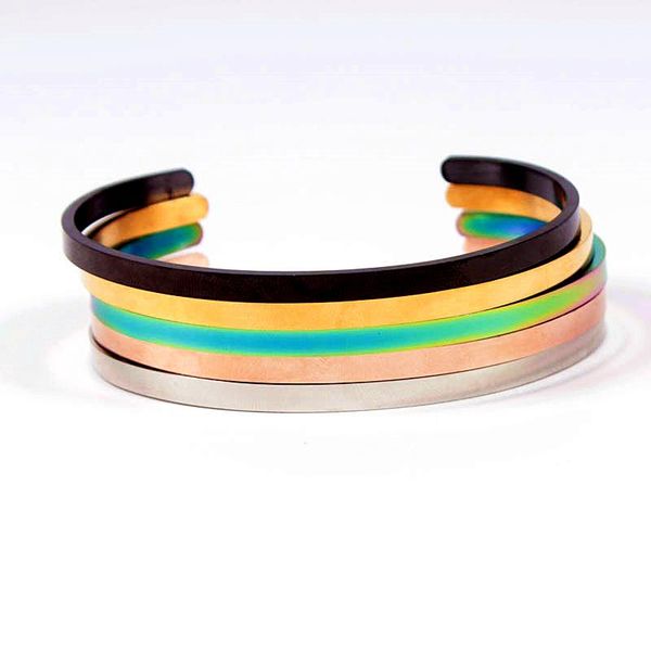 

bangle customized stainless steel cuff 4mm inspirational gift put your own idea on the bracelet unique, Black
