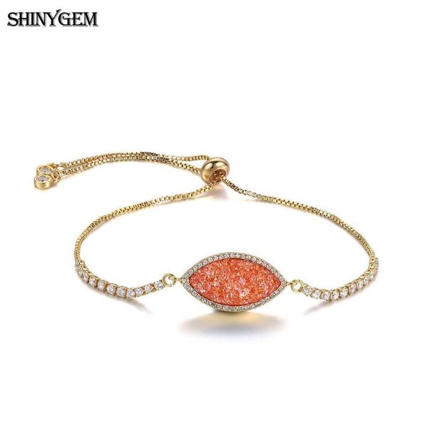 

charm bracelets shinygem evil eye druzy stone bracelet golden link chain wrist with zircon chakra yoga tennis for women, Golden;silver