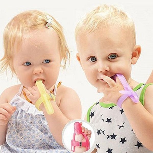

pacifiers# 1pcs baby teether thumb gloves anti-eat hand quit finger cots children's orthodon silicone