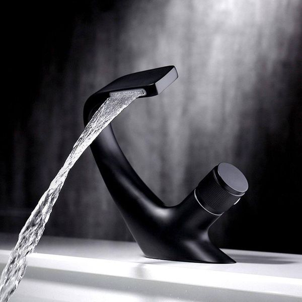 

kitchen faucets bathroom sink faucet waterfall bath lavatory lever basin restroom mixer tap deck mount commercial supplies with mesh outlet