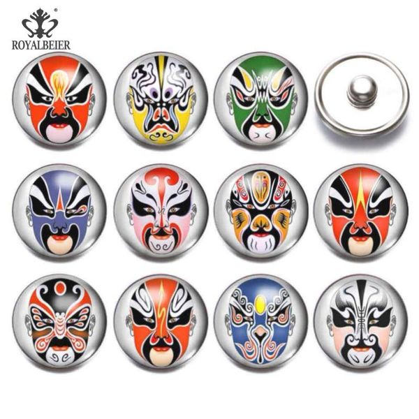 

charm bracelets 12pcs/lot peking opera snap button 18mm glass snaps jewelry f charms diy bracelet necklace, Golden;silver