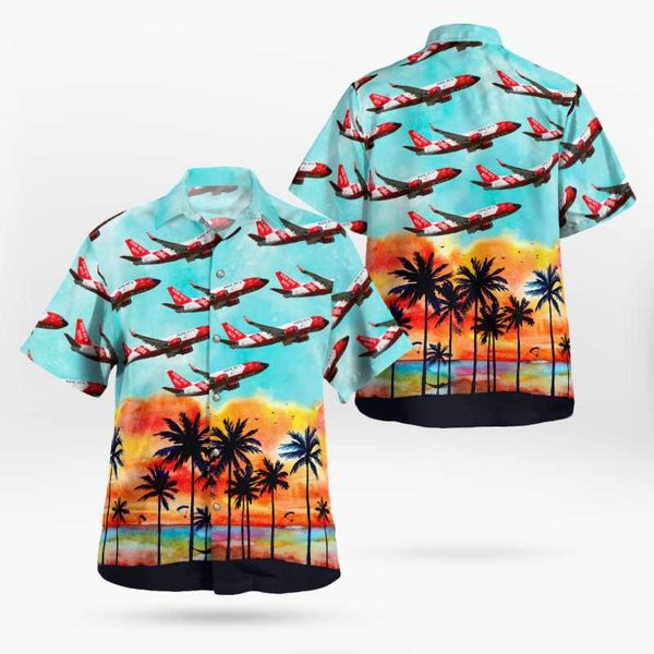 

men's casual shirts 2021 3d printing plane anime hawaii men summer short-sleeved beach shirt oversize camisa masculina 5xl-152, White;black