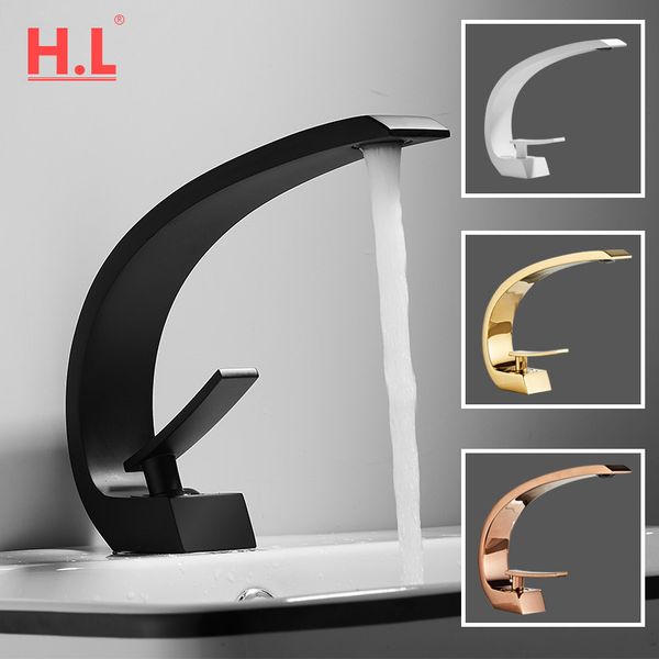 

basin faucet modern bathroom mixer tap black/gold wash basin faucet single handle and cold waterfall faucet