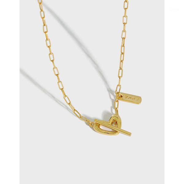 

chains korean version of ins niche design english brand heart s925 sterling silver necklace women 18k gold plating does not fade1