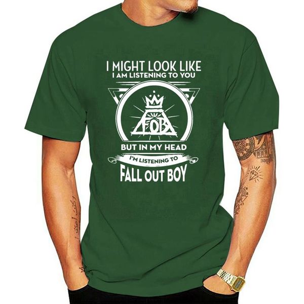 

men's t-shirts i might look like am listening to you but in my head i’m fall out boy tshirts, White;black