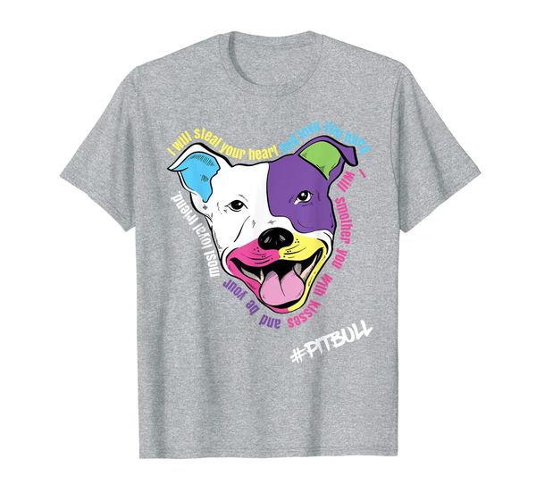 

rescue dog lover graphic tee pitbull colorful art shirt, White;black