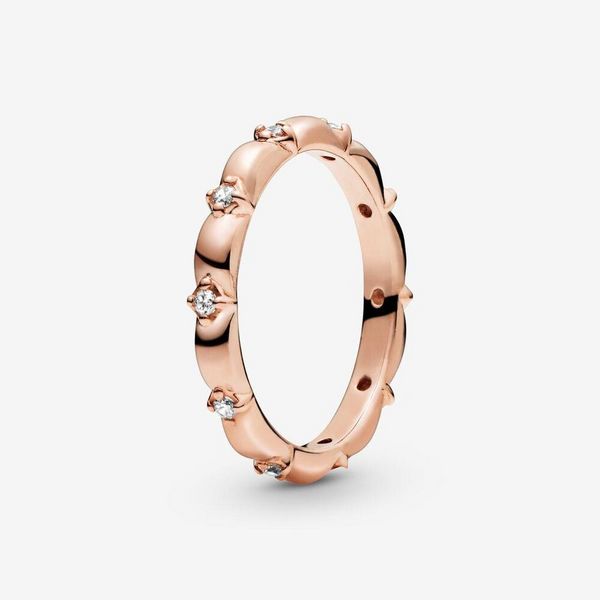 Подлинная новая листинг стерлингового серебра 925 серебро розовые золотые лепестки лепестки для женщин свадебные кольца мода ювелирные изделия
