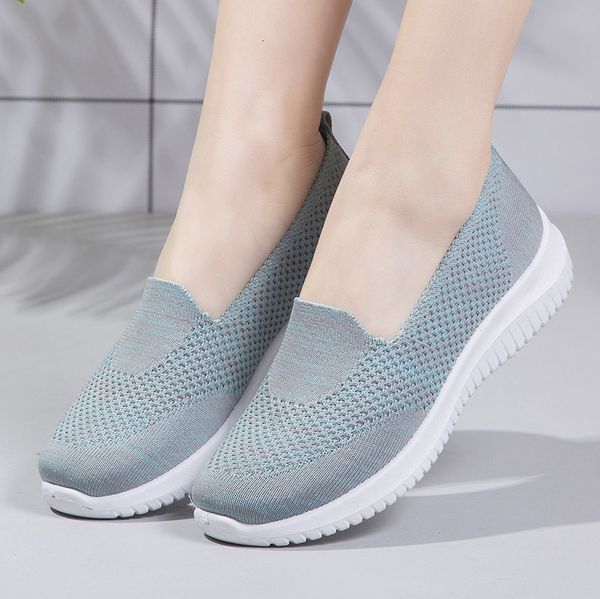 

shoe women casual light breathable summertime vulcanized mesh outdoors slide-in sock shoes plus size tennis98 hb8g, Black