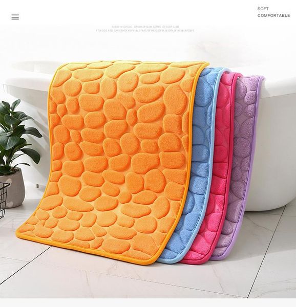 

1pc bathroom carpet cake velvet memory foam bath mat stone shape door non-slip absorbent 2cm thick foot rug mats