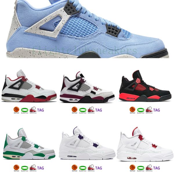 

e7uq 2021 university blue men 4 4s basketball shoes red thunder paris black cat metallic purple bred cactus jack mens women sneakersdakqweyy