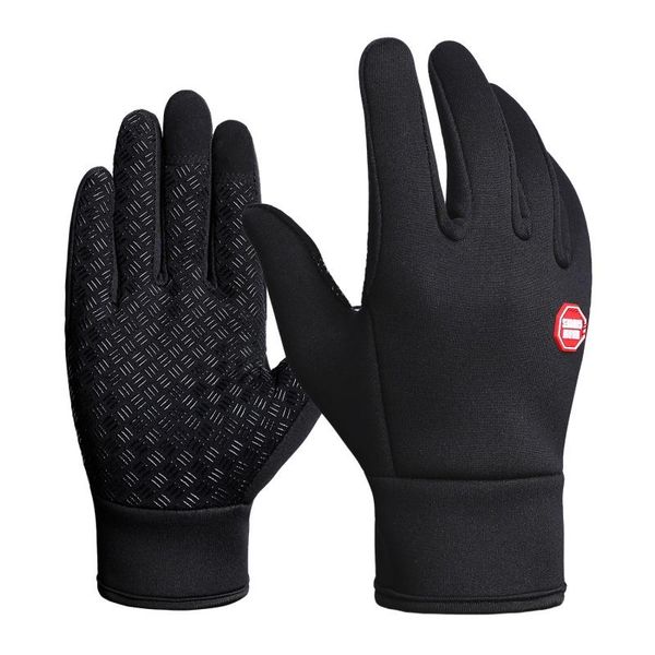 

cycling gloves winter ski windproof touch screen warm full finger snow skiing snowboard men women, Black