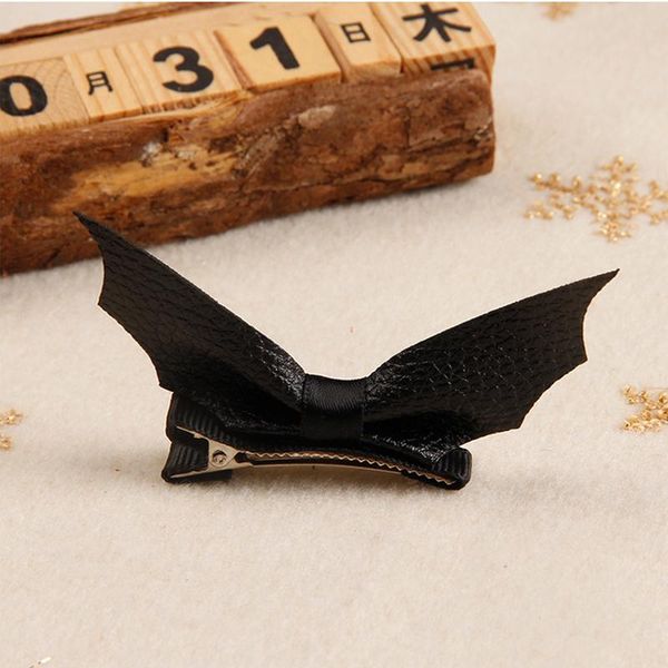 Fermagli per capelli Mollette Regalo di Halloween Forcina Pipistrello Fermaglio in pelle Decorazione a tema Bambini Piccoli ornamenti EA