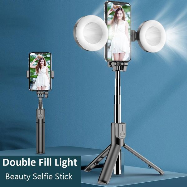 

selfie monopods wireless bluetooth stick tripod with led ring light for fill portrait lighting xs 11 7/8plus easy to carry