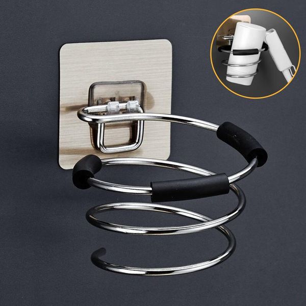 

hooks & rails bathroom hair dryer holder stainless steel wall mounted nail storage rack organizer