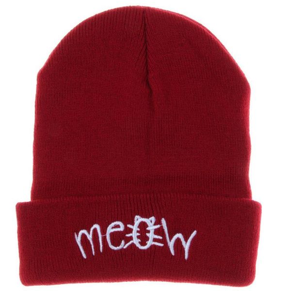 

beanies fashion classic embroidery meow winter hat men caps women's warm hip hop bonnet wool blends knitted female