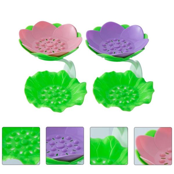 

soap dishes 2pcs household double-layer holders bathroom punching containers