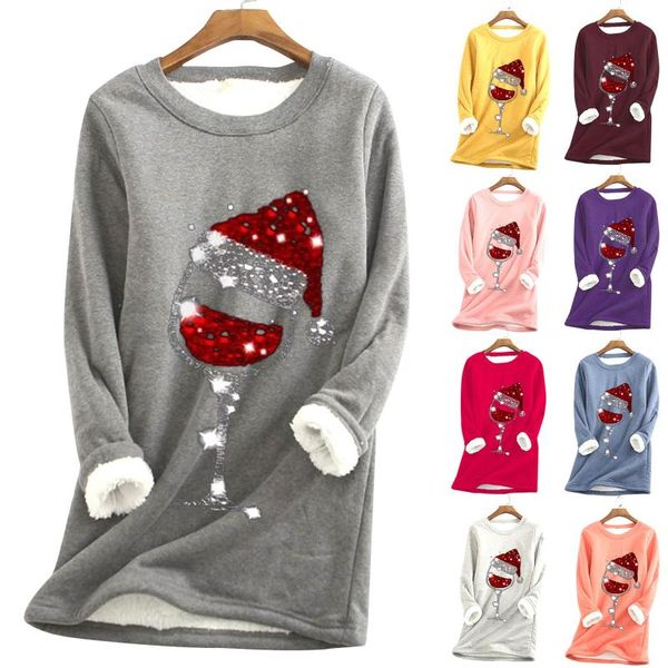 

women's hoodies & sweatshirts 2021 winter women thick fleece sweatshirt velvet warm solid o-neck underwear blouse female keep warmer c, Black