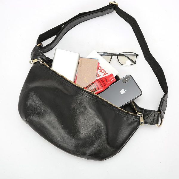 

waist bag men through chest leather mobile phone wide belt bags