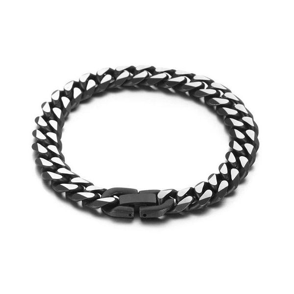 

couple bracelet ins niche design european and american style men women titanium steel men's simple link, chain, Black