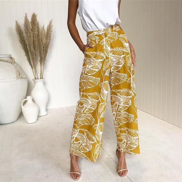 

women's pants & capris high waist print wide leg spring girls casual elastic clothing trends bohemian, Black;white
