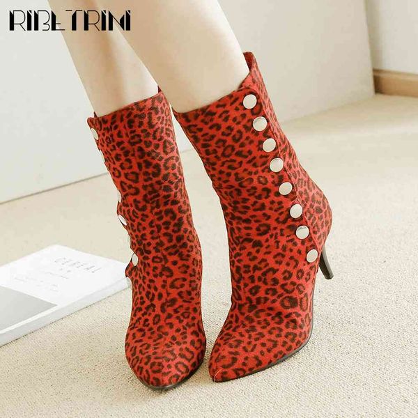 

boots girl thin heel leopard print flock zipper party shoes pointed toe ankle women metal autumn boots, Black