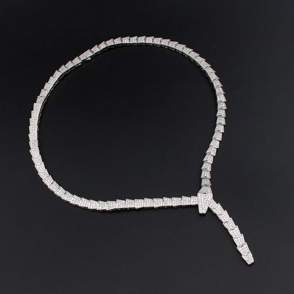 

chains retro snake necklace with full of glittering zircon women's summer jewelry banquet wedding couple fine gift, Silver