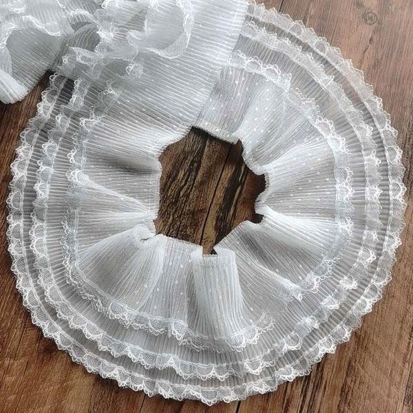 

ribbon 5 yard luxury tulle 3d pleated dot mesh fabric ruffle fringe lace edging trimmings embroidered dress sewing supplies, Pink;blue