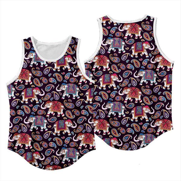 

workout gym men elephant print tank muscle sleeveless vest sportswear casual bodybuilding fitness singlets, White;black