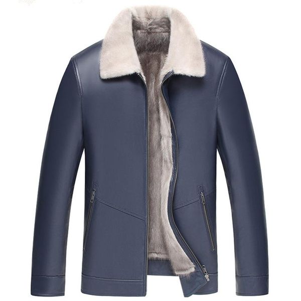 

men's leather & faux jacket winter men natural coat genuine cow jackets luxury lsy070202 my1446, Black