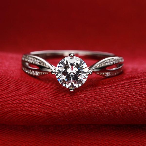 

cluster rings classic 925 sterling silver round brilliant cut d color moissanite ring 1ct 3ct jewelry engagement anniversary, Golden;silver