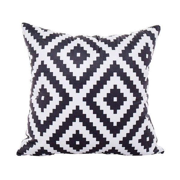 

pillow case square throw geometric pattern cushion cover black and white decor
