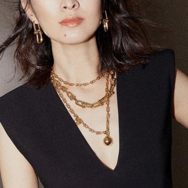 

chains light luxury high sense personality stylish thick chain necklace, Silver