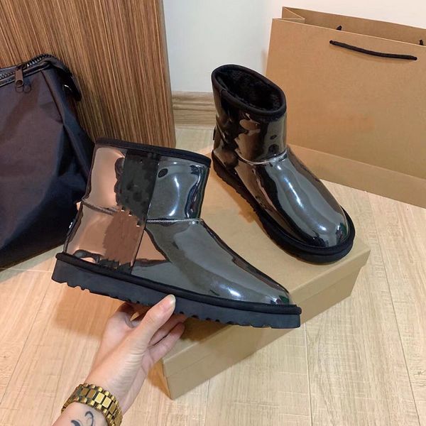 

designer womens fur australia boots women classic snow boot australian winter warm furry bow satin ankle booties fluffy slippers bowtie lady, Black