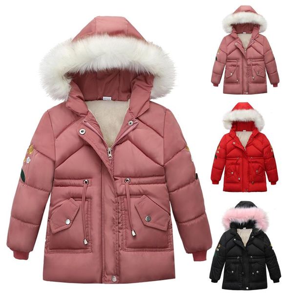

down coat infant toddler girl's water resistant winter thicken fleece lined jacket warm long children cardigan clothes, Blue;gray