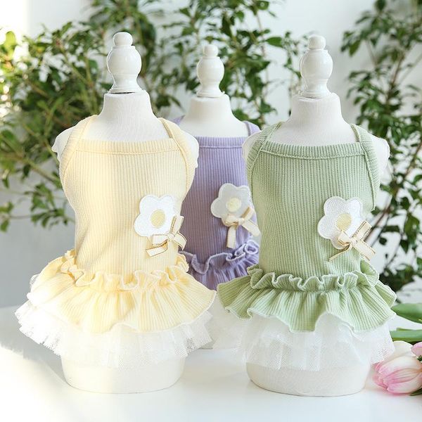 

spring and summer fresh small flower pet dog skirt temperament cat dress multi colors xs-xl sizes clothes for dogs apparel