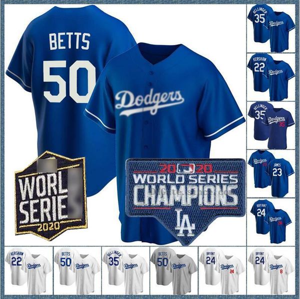 

dodgers jersey 50 mookie betts 2020 world series 22 clayton kershaw custom 35 cody bellinger 31 joc pederson 5 seager ross stripling buehler, Blue;black