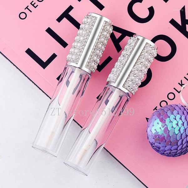 

storage bottles & jars 5ml silver round lip gloss tubes clear empty containers lipgloss cosmetic diy pearl diamond tube