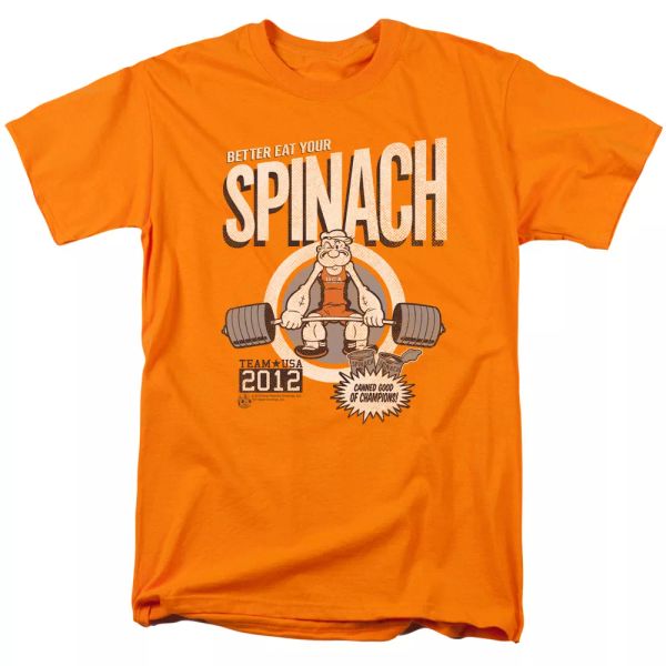 

popeye eat your spinach "orange" color t-shirt sizes s-3x new, White;black