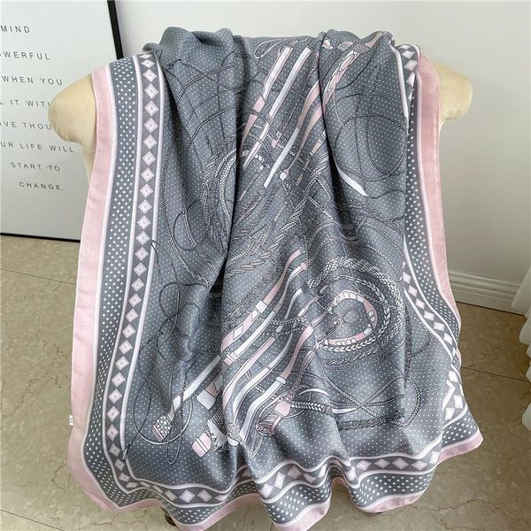 

scarves retro print women scarf cotton winter luxury headscarf foulard pashmina shawl warp bandana female beach stoles hijab 2021, Blue;gray