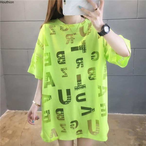 

women's t-shirt houthion printing loose plus size tshirt short sleeve korean fashion casual o-neck t shirt summer, White