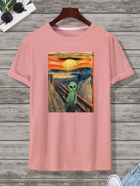 

men oil painting print tee v1lp#, White;black