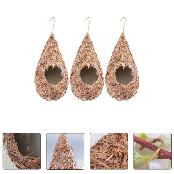 

bird cages 3 pcs houses for outdoor hanging natural grass house nest