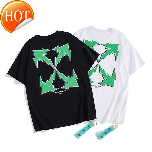 

print trendy off green arrstyle short sleeve t-shirt trendy couple loose round neck, White;black