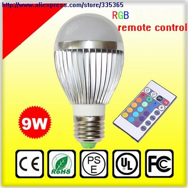 

bulbs 6pcs x e27 e14 b22 dimmable cob 9w rgb led bulb lamp with remote control