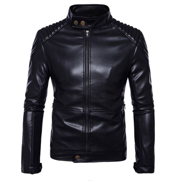 

fashion leather men's clothing youth leisure trend coat, Black