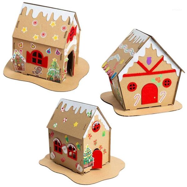 

christmas decorations 20x20x20cm creaive handmade diy material kits children luminous homemade hut (christmas cookie house type 1 2 3)
