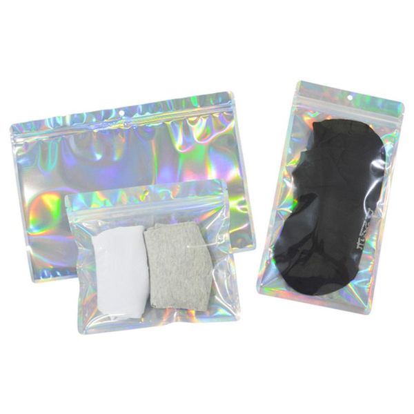 

storage bags 50pcs clear glittery silver mylar foil bag with hang hole self grip seal tear notch reusable food gift pouches