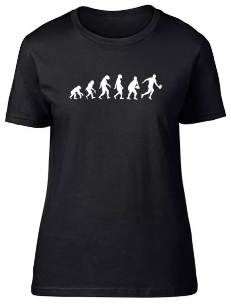 

evolution of rugby fitted womens ladies t shirt, White;black
